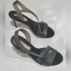 Deltan Tinsley Elegant Black Silicon Women's Heeled Sandals Size 9M